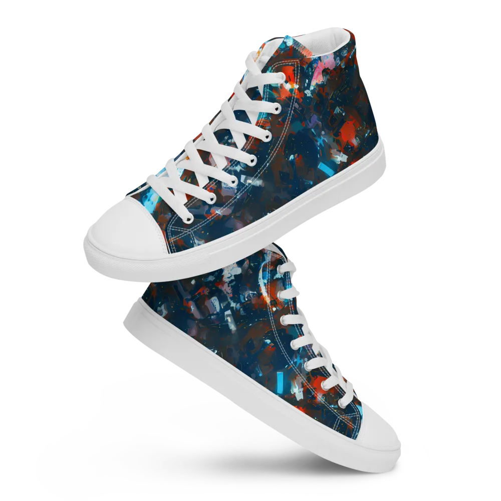 Ghenie's Whirl on Women's High Top Canvas Shoes — Front