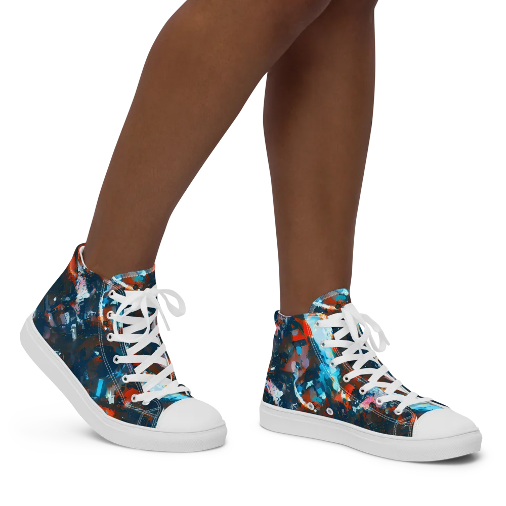 Ghenie's Whirl on Women's High Top Canvas Shoes — Right