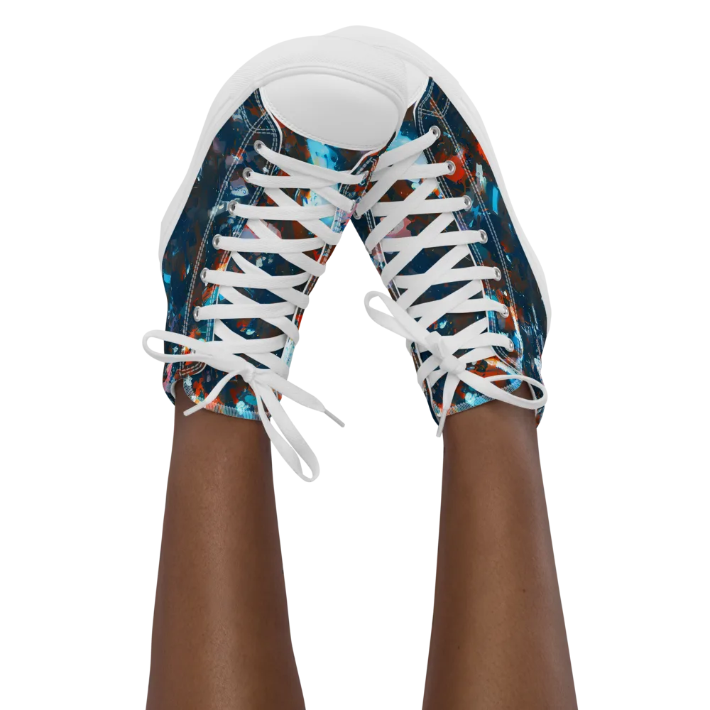 Ghenie's Whirl on Women's High Top Canvas Shoes — Front