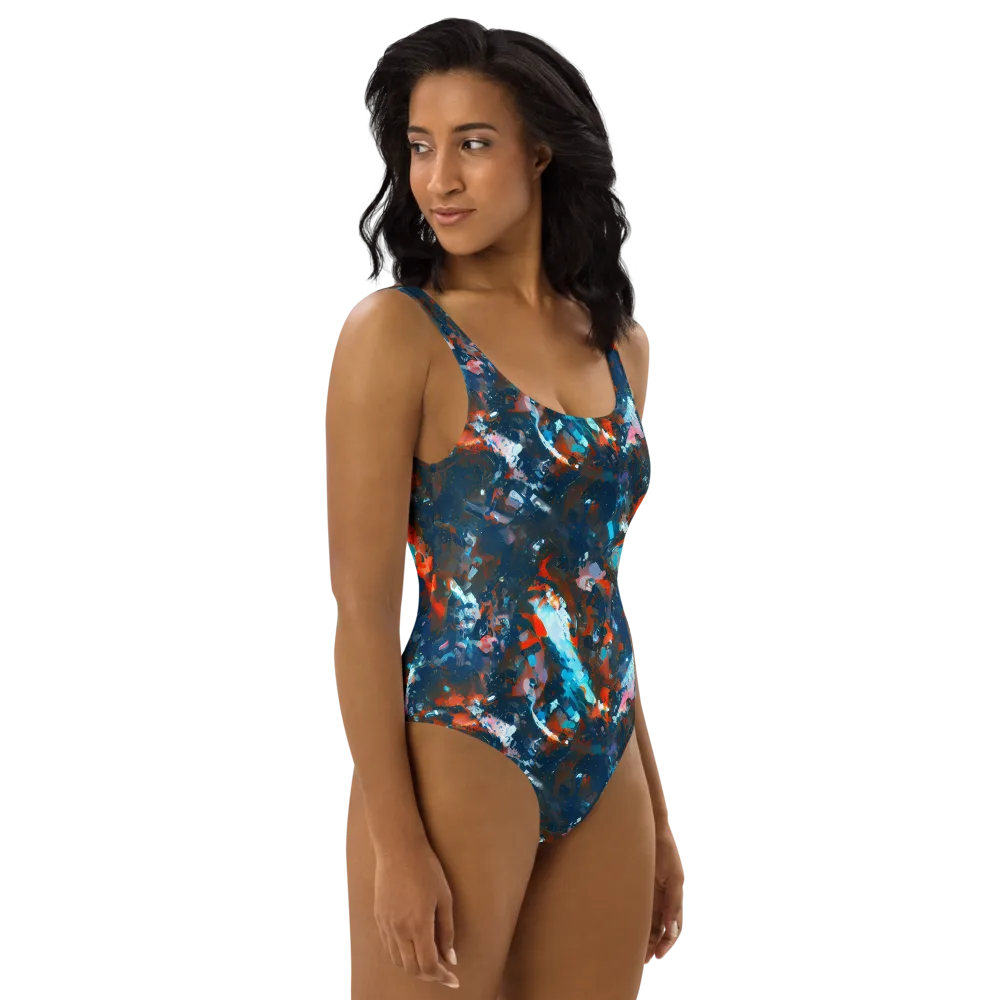 Ghenie's Whirl on One-Piece Swimsuit — Right