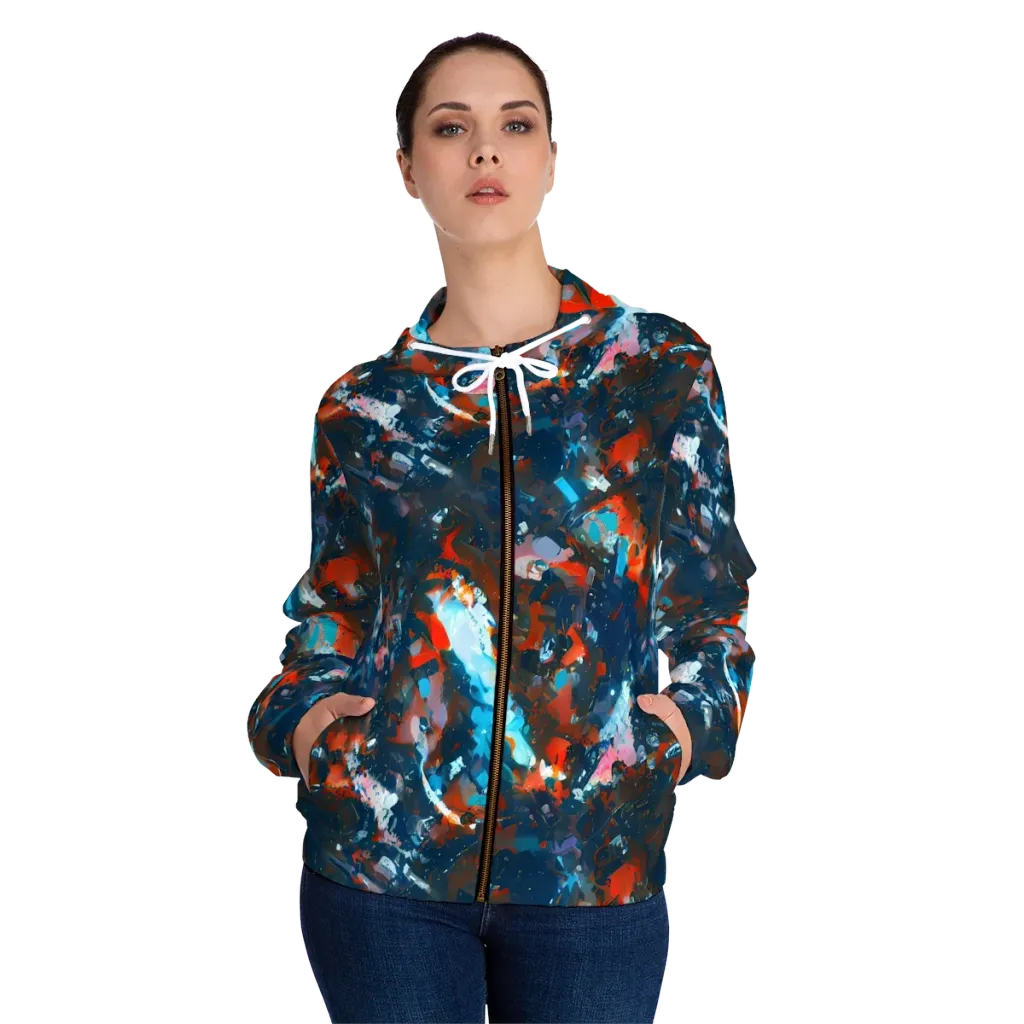 Ghenie's Whirl on Women's Full-Zip Hoodie — Front On Person