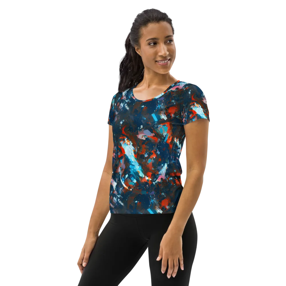 Ghenie's Whirl on Women's Athletic T-Shirt — Left