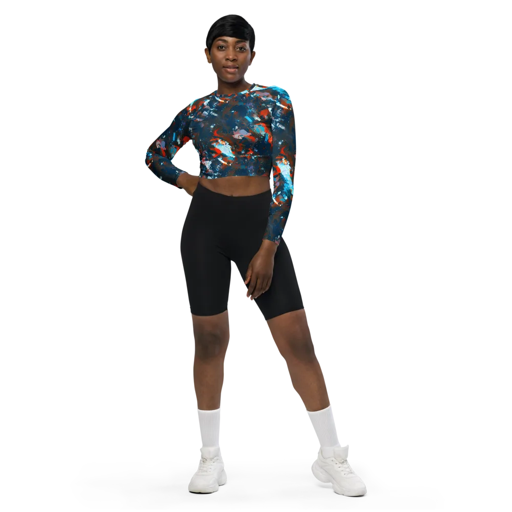 Ghenie's Whirl on Long Sleeve Crop Top — Front