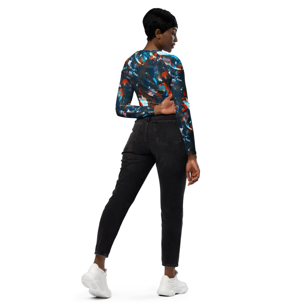 Ghenie's Whirl on Long Sleeve Crop Top — Right Back