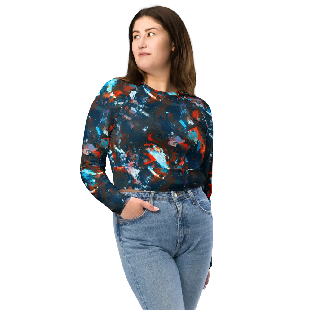Ghenie's Whirl on Long Sleeve Crop Top — Front