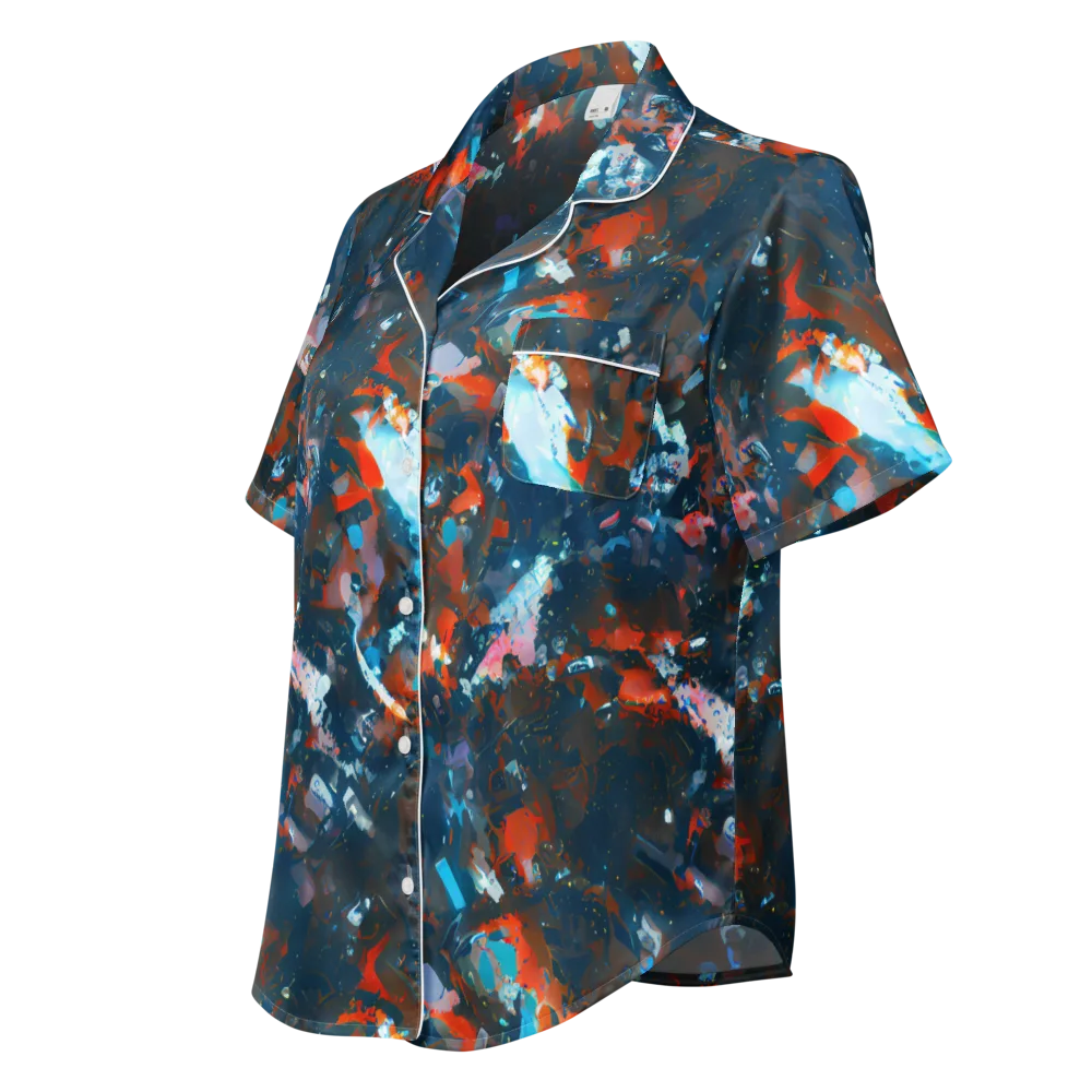 Ghenie's Whirl on Women's Short Sleeve Pajama Top — Left Front