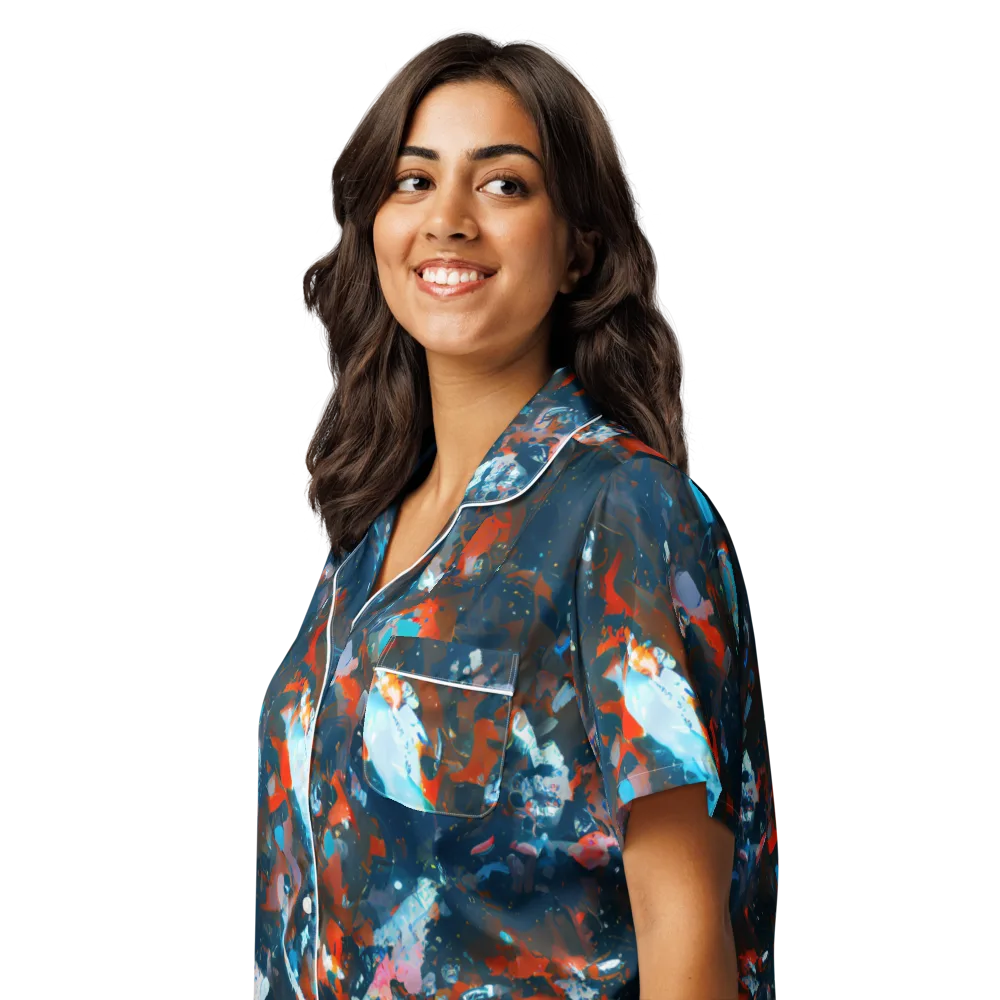 Ghenie's Whirl on Women's Short Sleeve Pajama Top — Left Front
