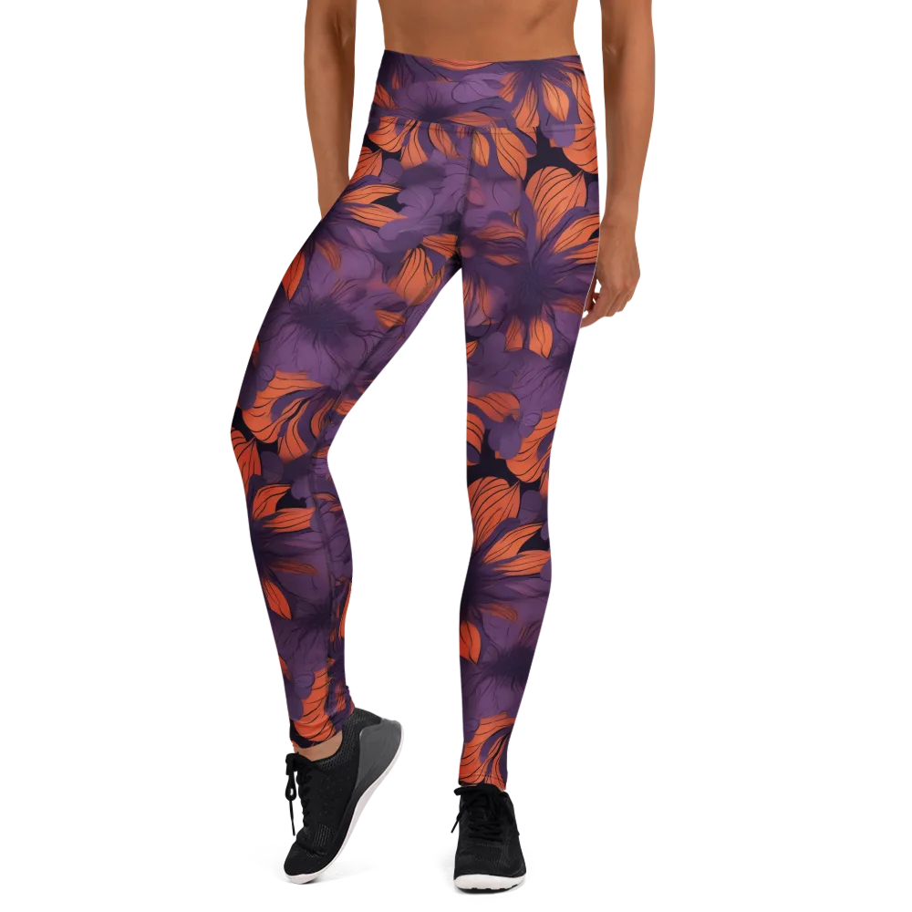 Plum Ignition on Yoga Leggings — Front