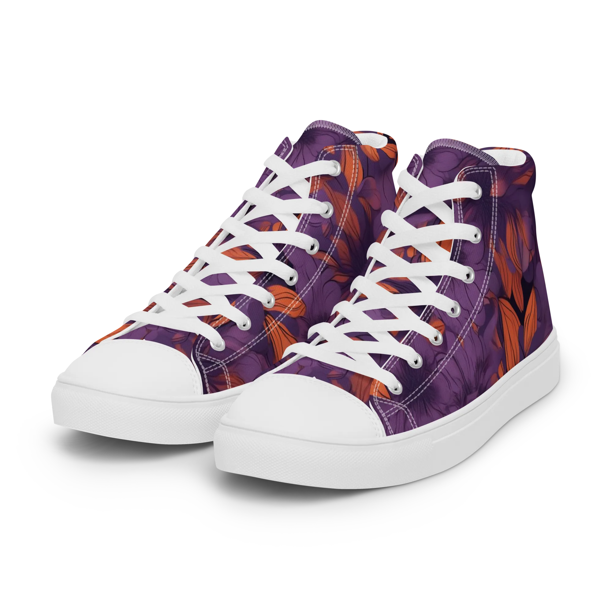 Plum Ignition on Women's High Top Canvas Shoes — Left Front