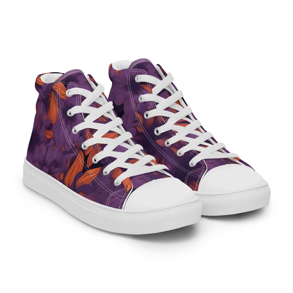 Plum Ignition on Women's High Top Canvas Shoes — Right Front