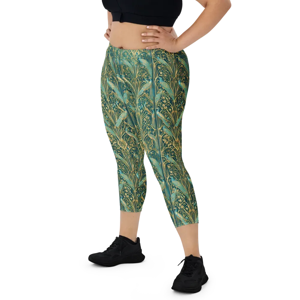 Peacock Nouveau on Capri Leggings — Front
