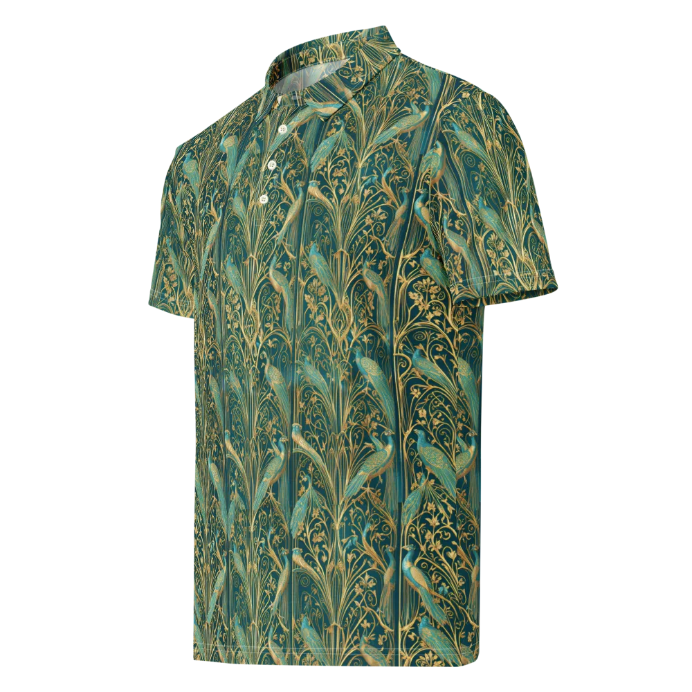 Peacock Nouveau on Men's Slim Fit Polo Shirt — Left Front