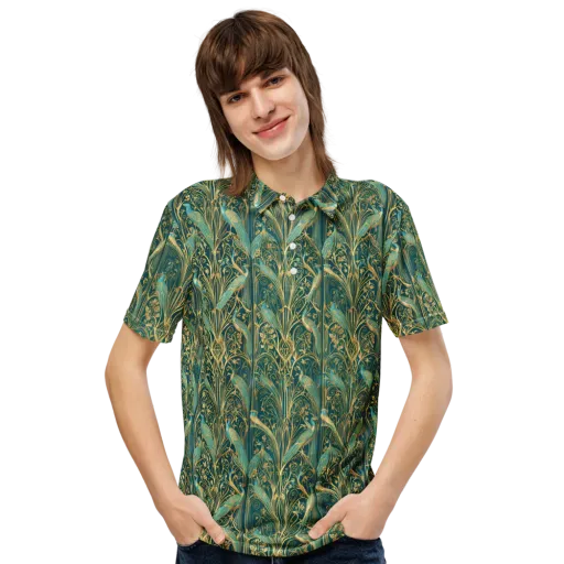 Peacock Nouveau on a Men's Slim Fit Polo Shirt