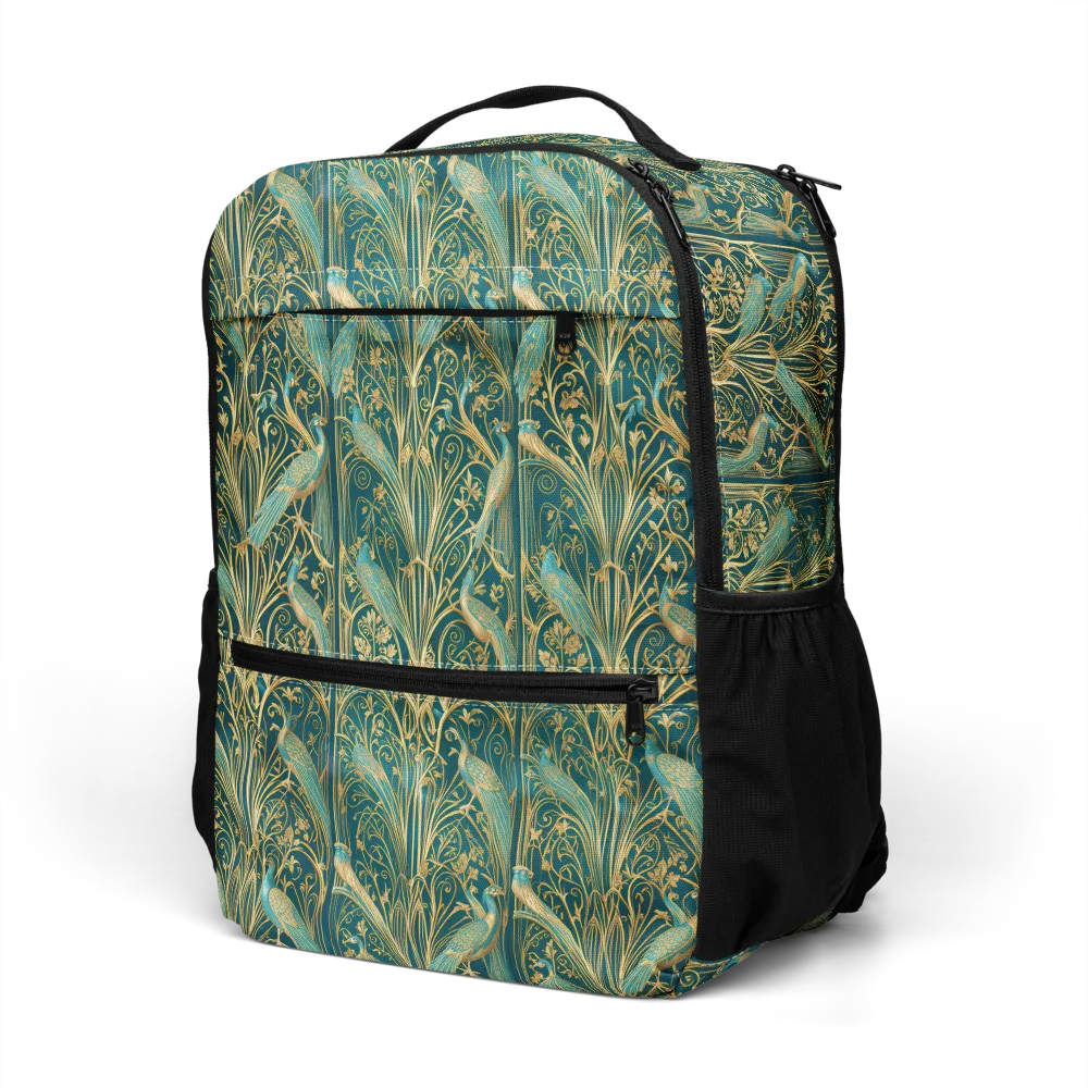 Peacock Nouveau on Utility Backpack — Left Front