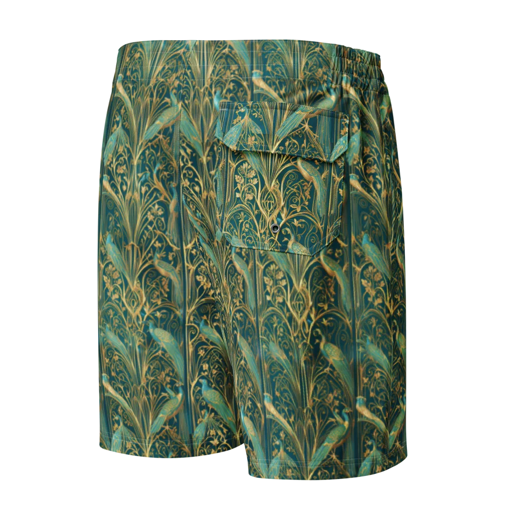 Peacock Nouveau on Men's Board Shorts — Back