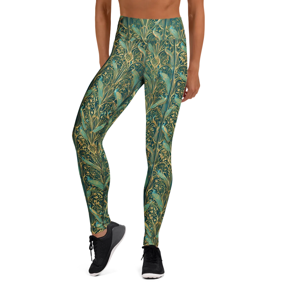 Peacock Nouveau on Yoga Leggings — Front