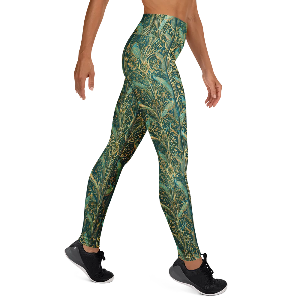 Peacock Nouveau on Yoga Leggings — Right