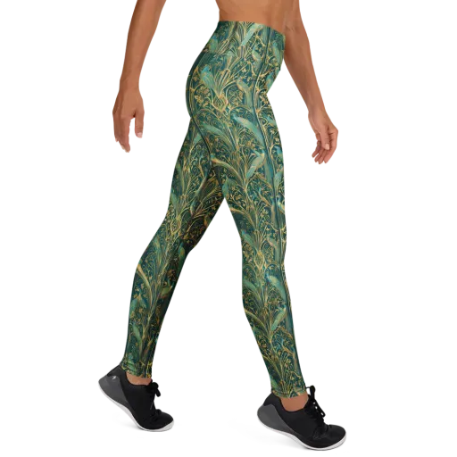 Peacock Nouveau on a Yoga Leggings