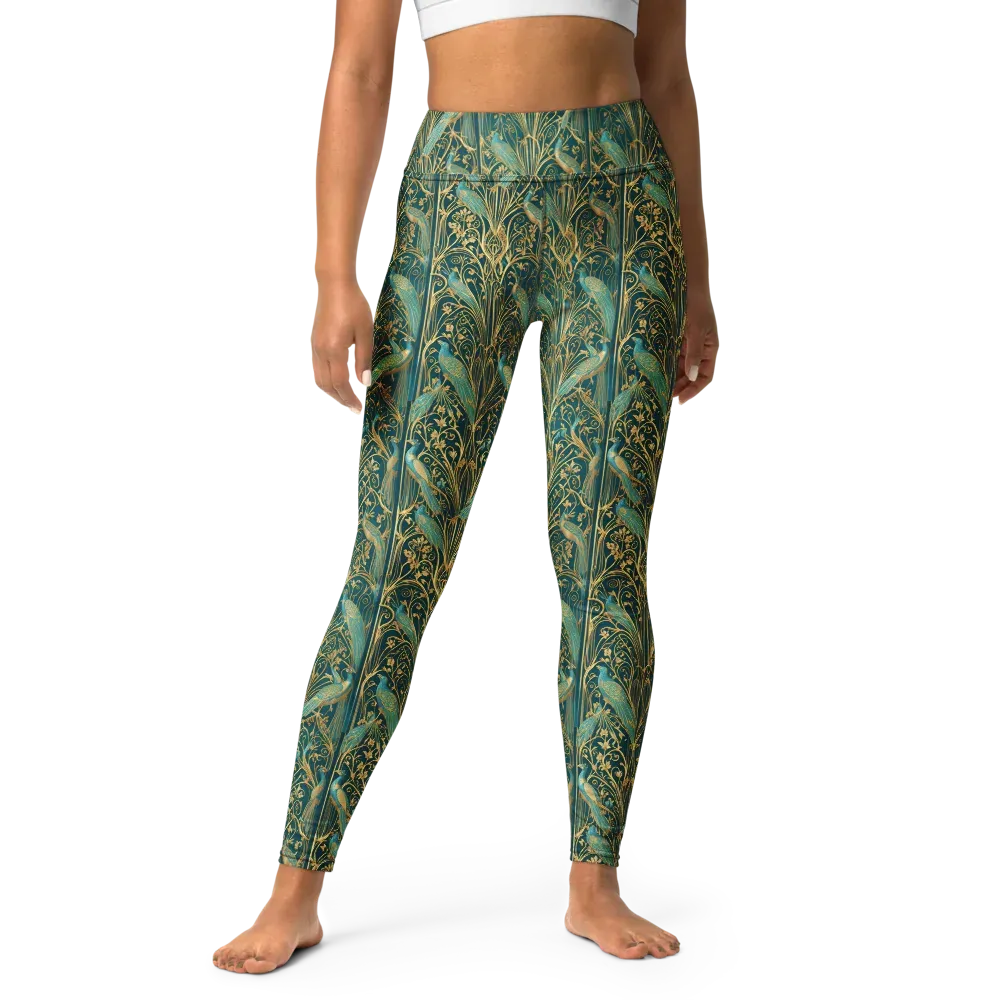 Peacock Nouveau on Yoga Leggings — Front