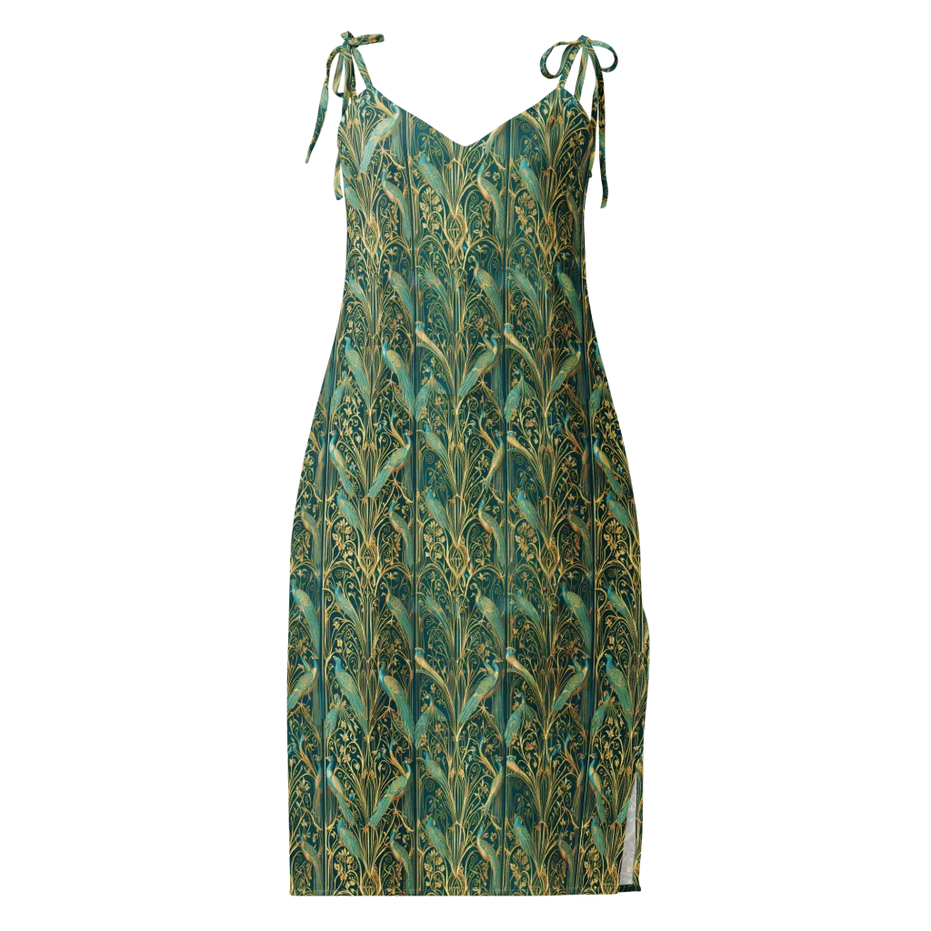Peacock Nouveau on Slip Dress — Front