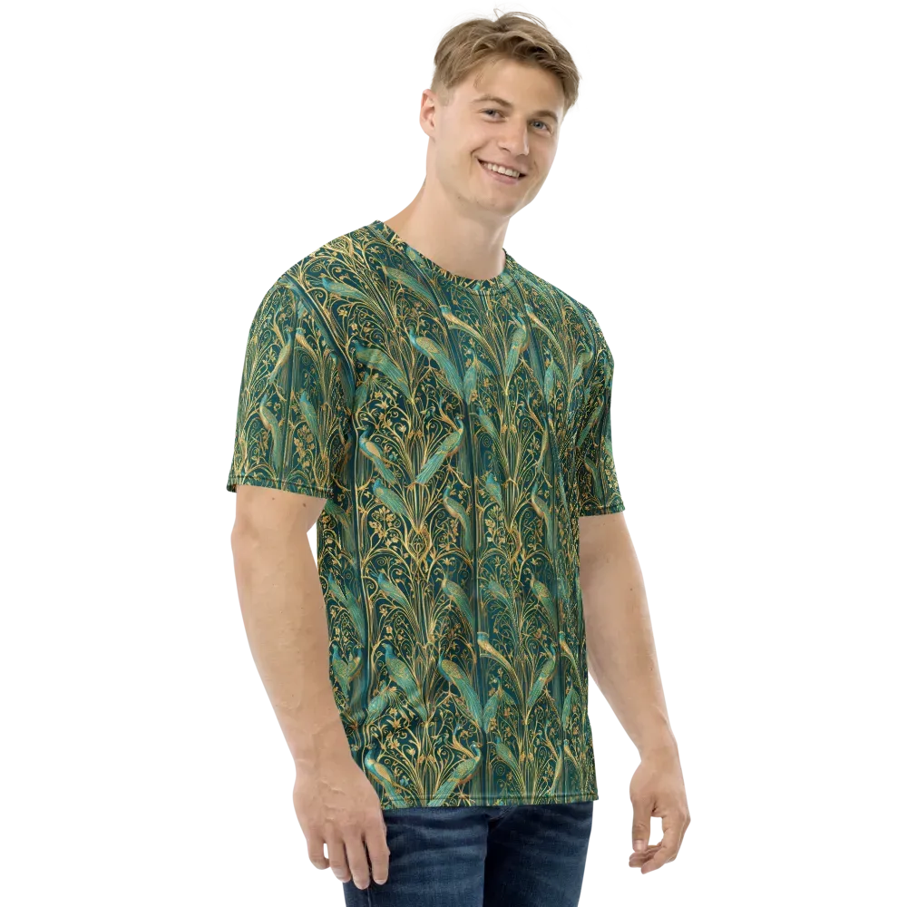 Peacock Nouveau on Men's Crew Neck T-Shirt — Right