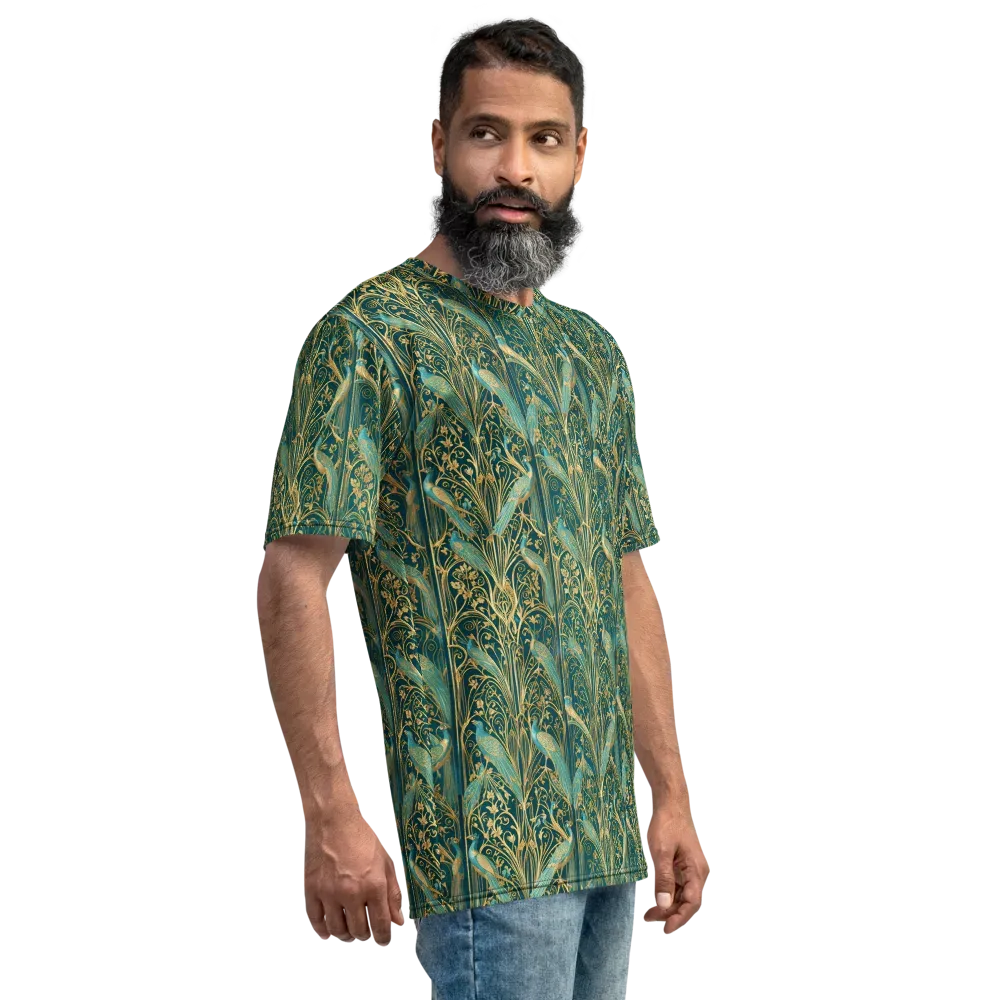 Peacock Nouveau on Men's Crew Neck T-Shirt — Right
