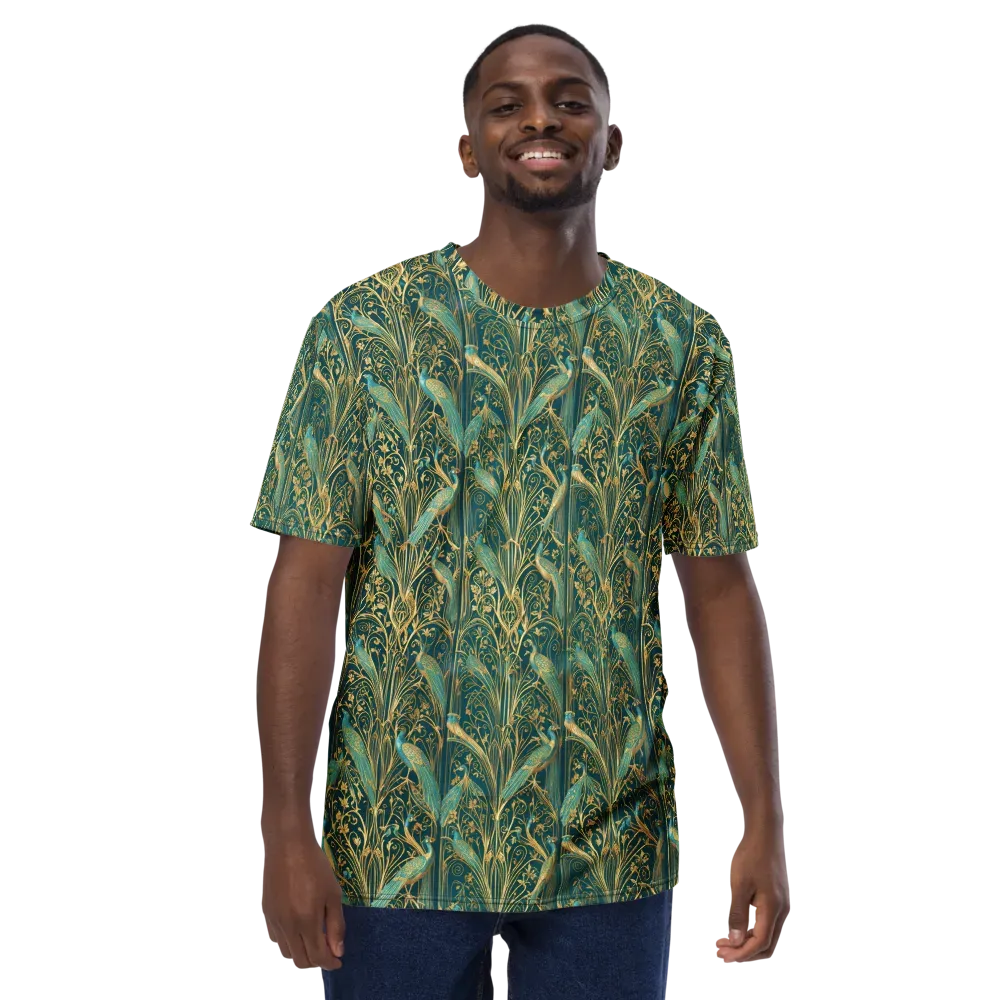 Peacock Nouveau on Men's Crew Neck T-Shirt — Front
