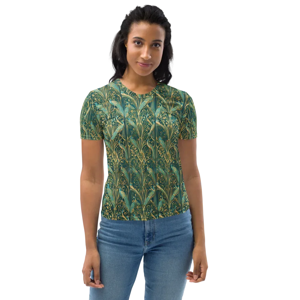 Peacock Nouveau on Women's Crew Neck T-Shirt — Front