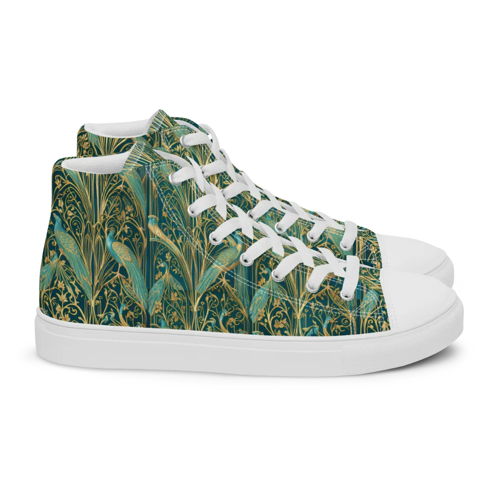 Peacock Nouveau on Women's High Top Canvas Shoes — Right