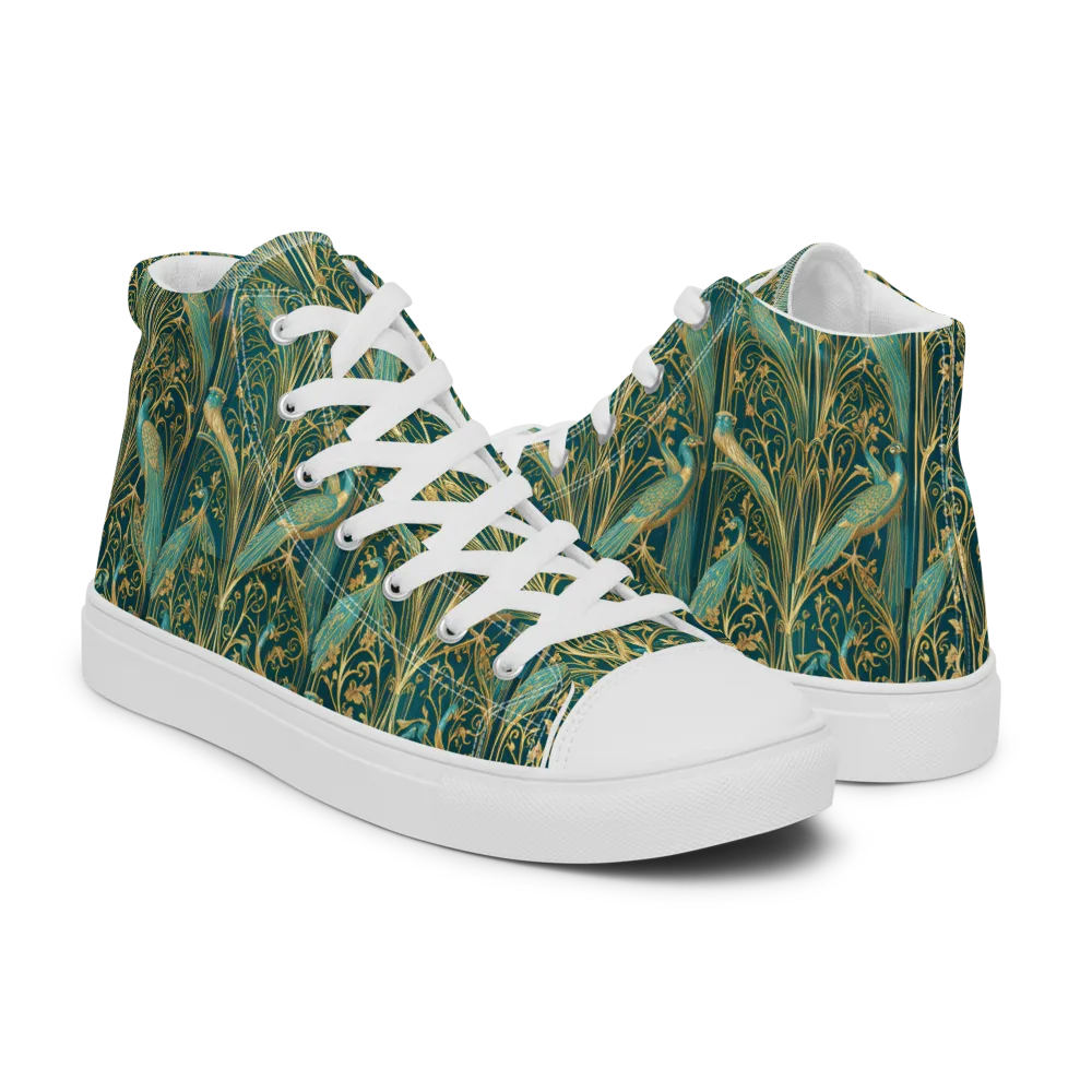 Peacock Nouveau on Women's High Top Canvas Shoes — Right