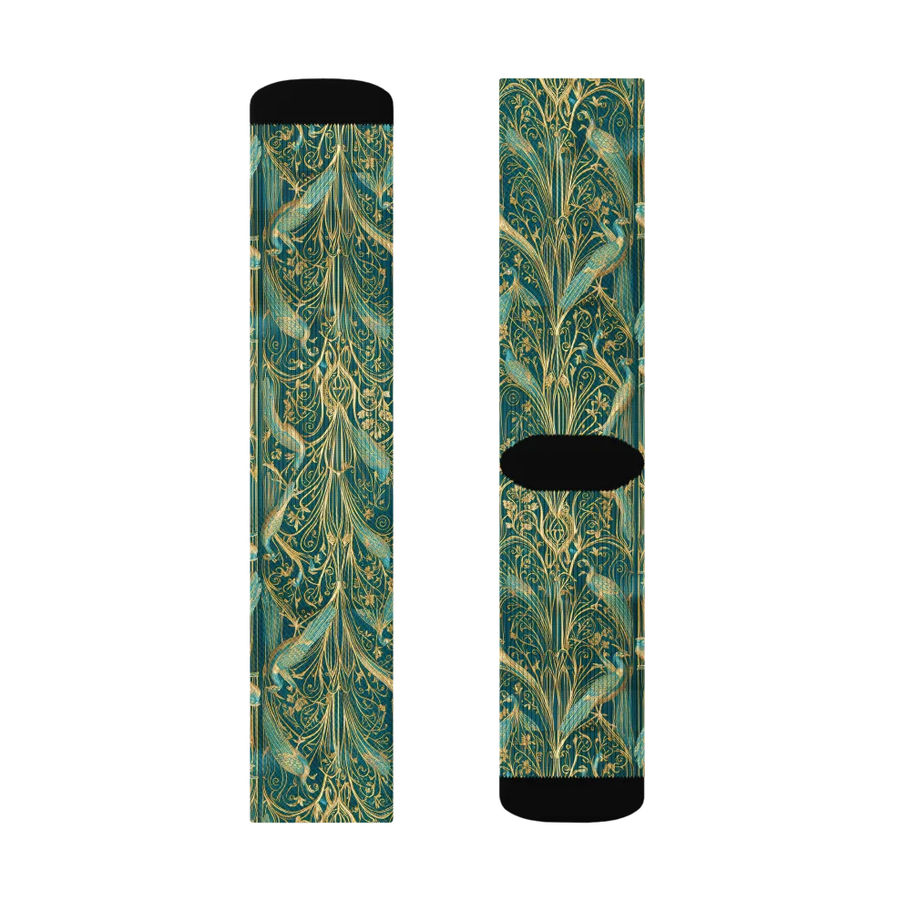 Peacock Nouveau on Socks — Left Sock