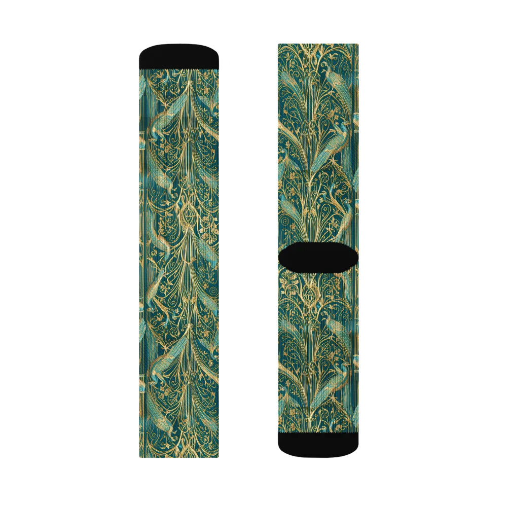 Peacock Nouveau on Socks — Right Sock