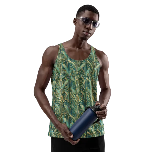 Peacock Nouveau on a Men's Tank Top