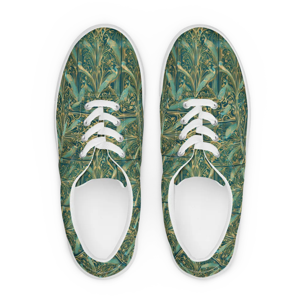 Peacock Nouveau on Men's Lace-Up Canvas Shoes — Front