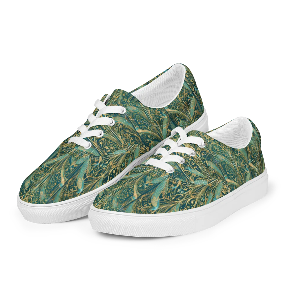 Peacock Nouveau on Men's Lace-Up Canvas Shoes — Left Front