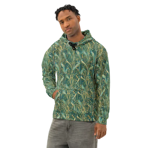 Peacock Nouveau on a Cotton Hoodie