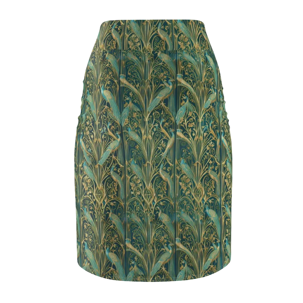 Peacock Nouveau on Pencil Skirt — Back