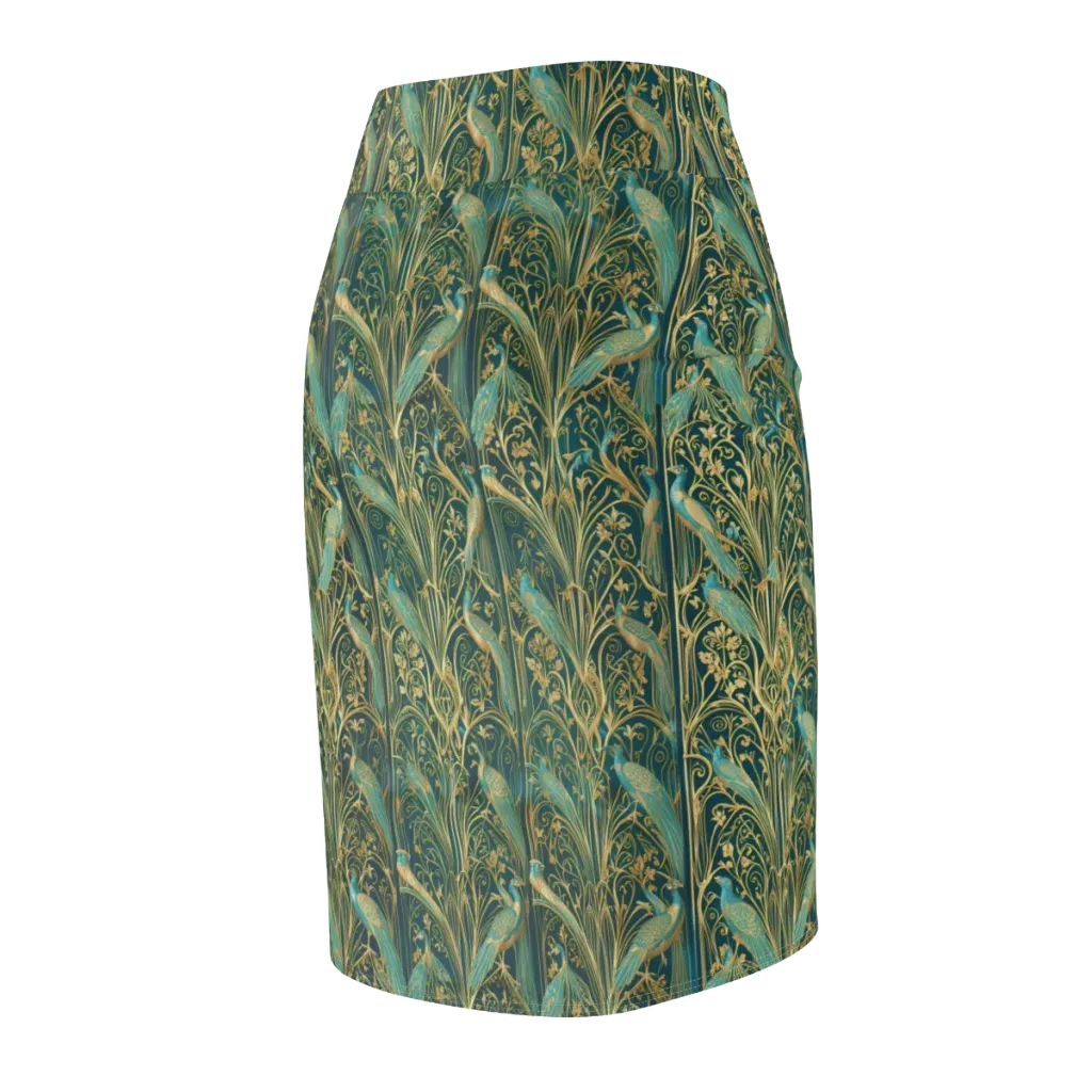 Peacock Nouveau on Pencil Skirt — Back Side