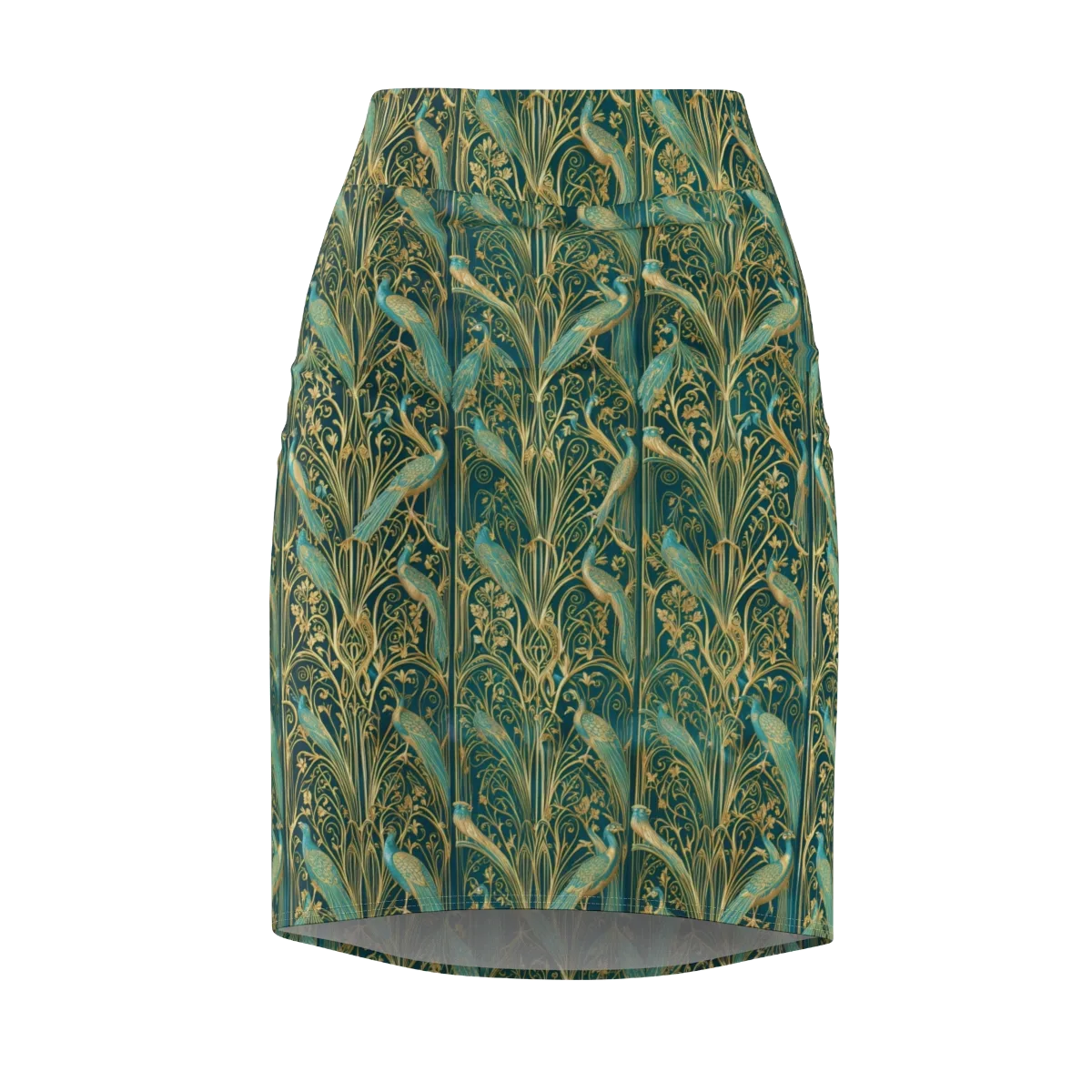 Peacock Nouveau on Pencil Skirt — Front