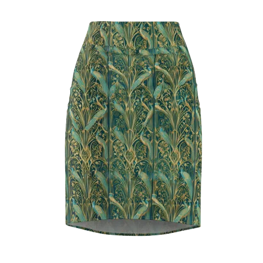 Peacock Nouveau on a Pencil Skirt