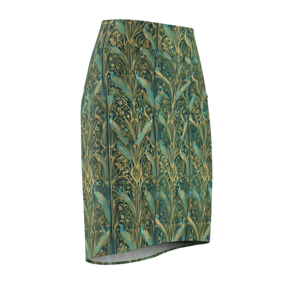 Peacock Nouveau on Pencil Skirt — Front Side