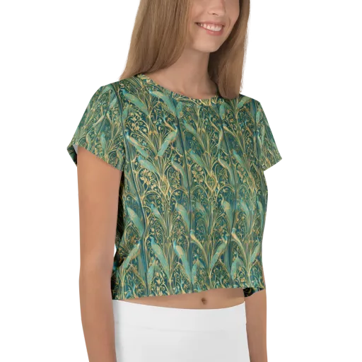 Peacock Nouveau on a Crop Tee