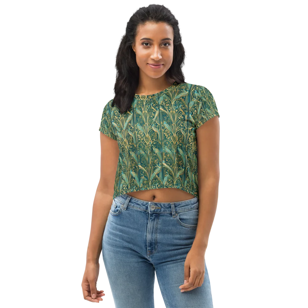 Peacock Nouveau on Crop Tee — Front