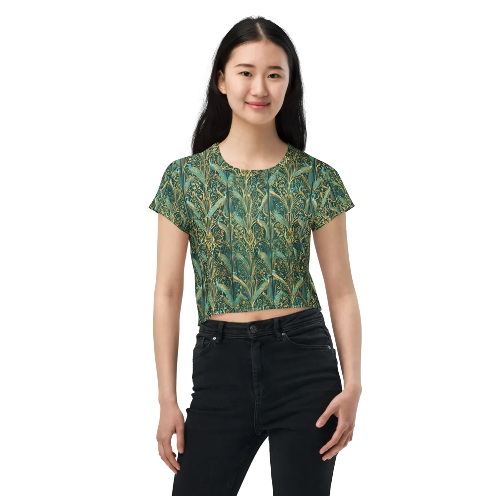 Peacock Nouveau on Crop Tee — Front