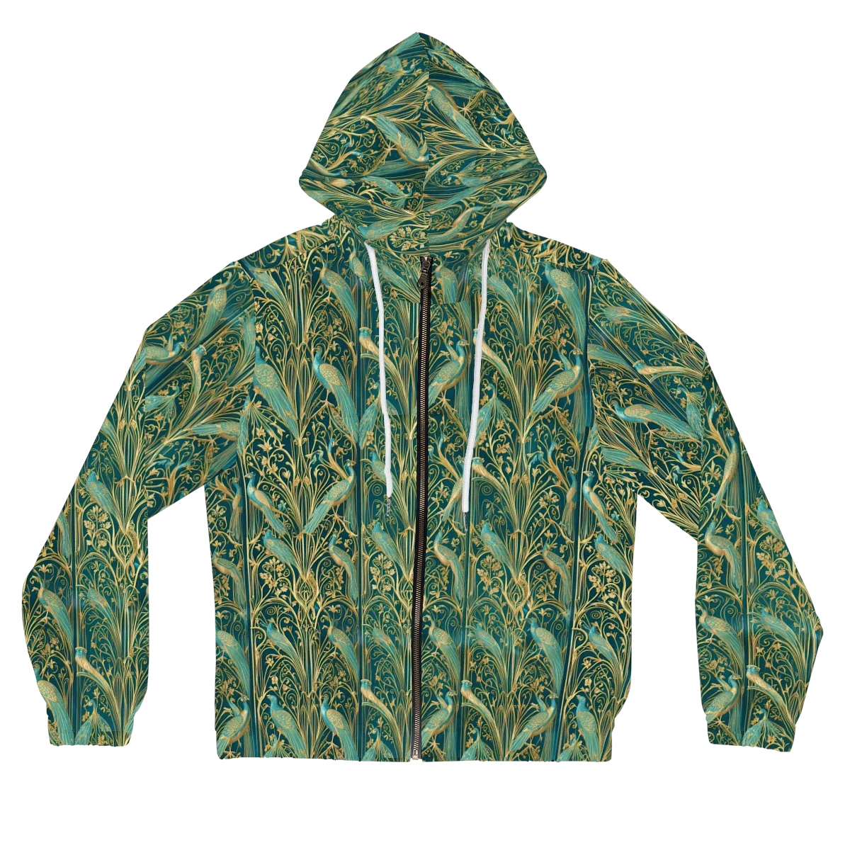 Peacock Nouveau on Women's Full-Zip Hoodie — Front