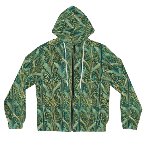 Peacock Nouveau on a Women's Full-Zip Hoodie