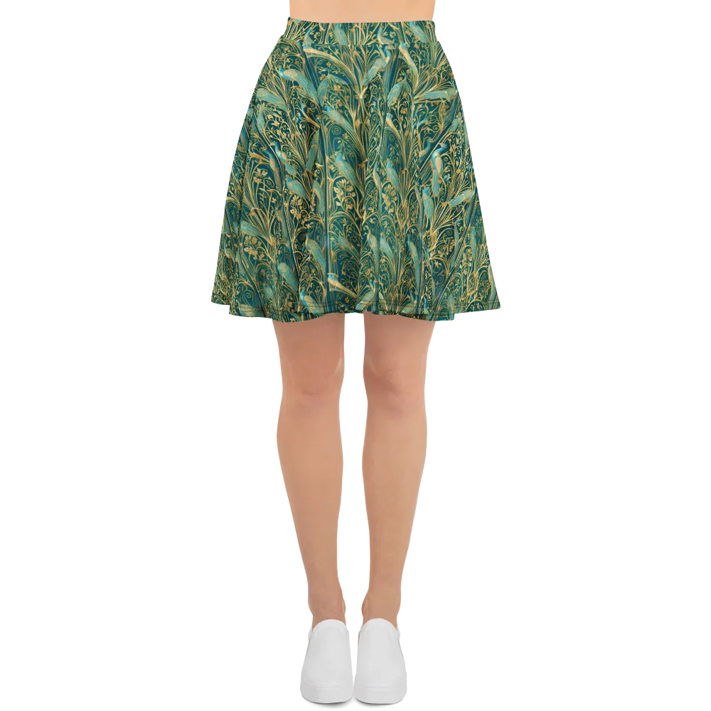 Peacock Nouveau on Skater Skirt — Front