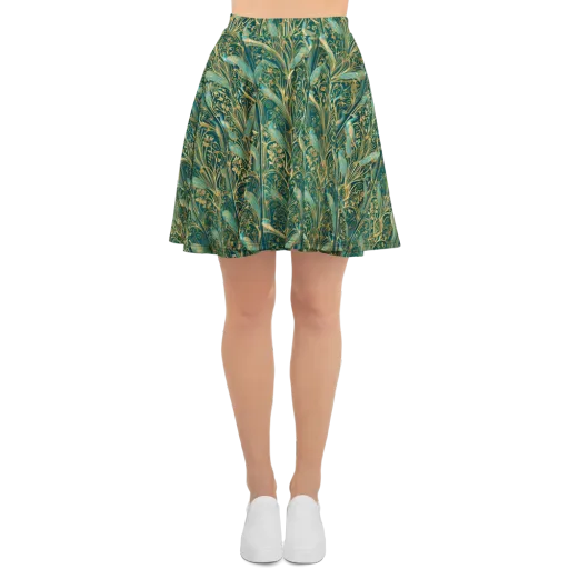 Peacock Nouveau on a Skater Skirt