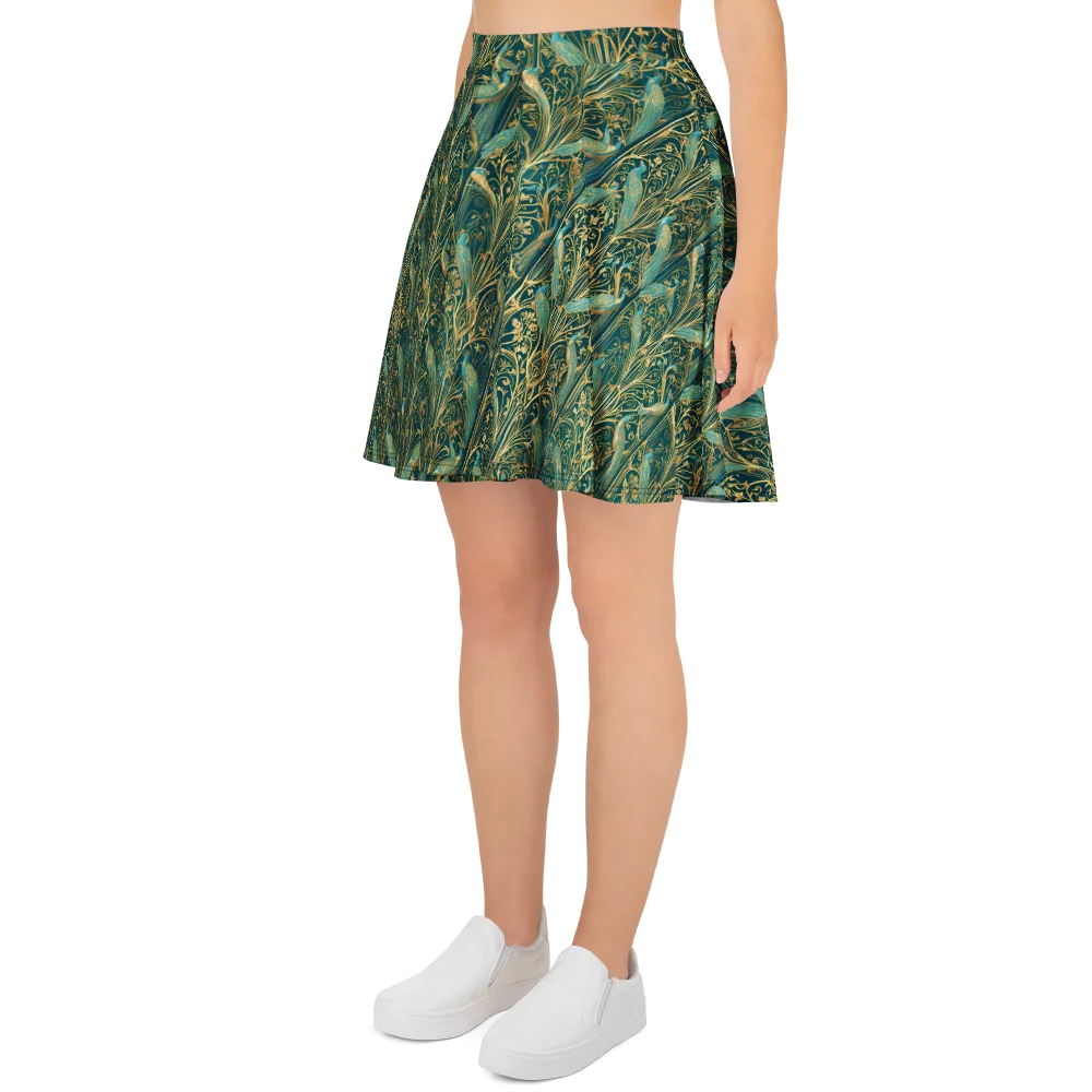 Peacock Nouveau on Skater Skirt — Left