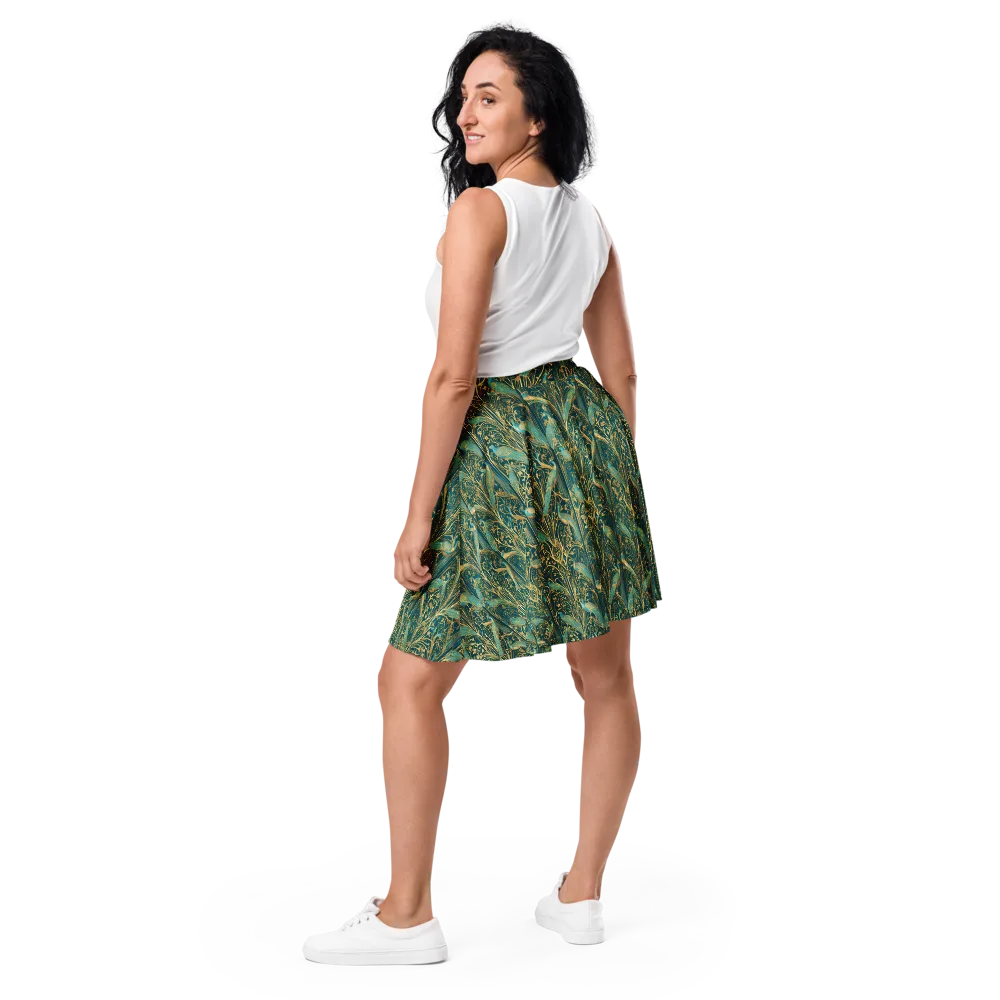 Peacock Nouveau on Skater Skirt — Back